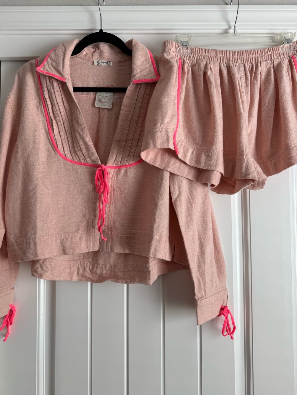 Free People Close to Home Flannel Set Neon Peach - Picture 2 of 10